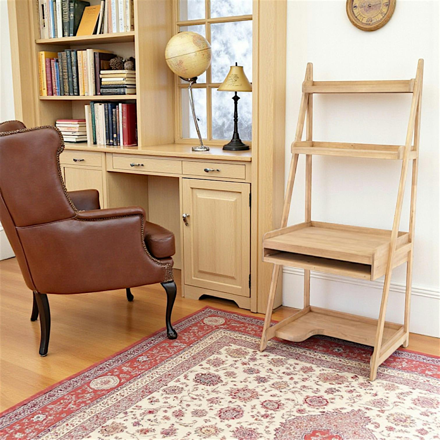 Bureau étagère bois massif hévéa 83xH190cm TRADITION