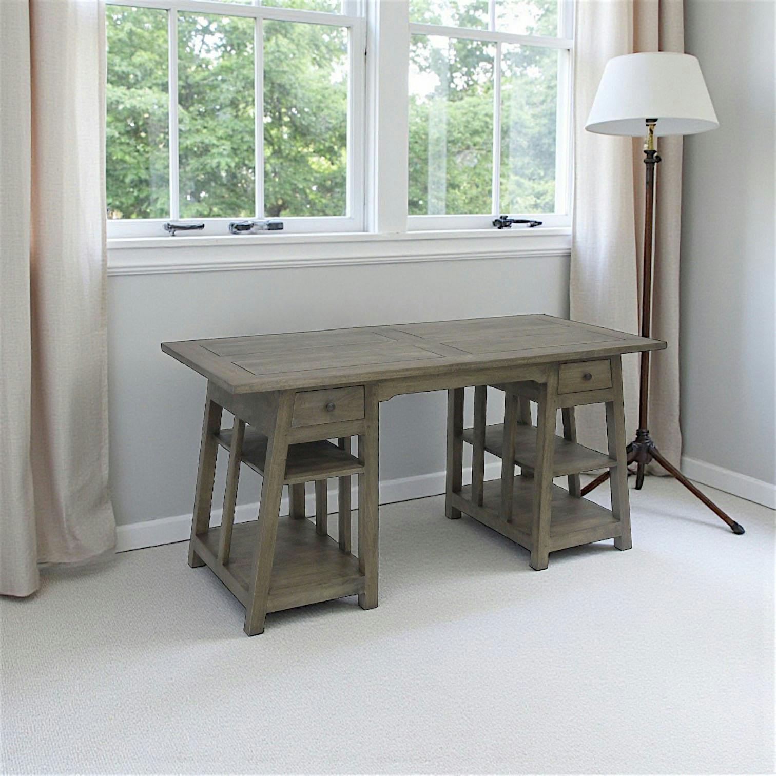 Bureau exotique hévéa massif 2 tiroirs 150cm MAORI