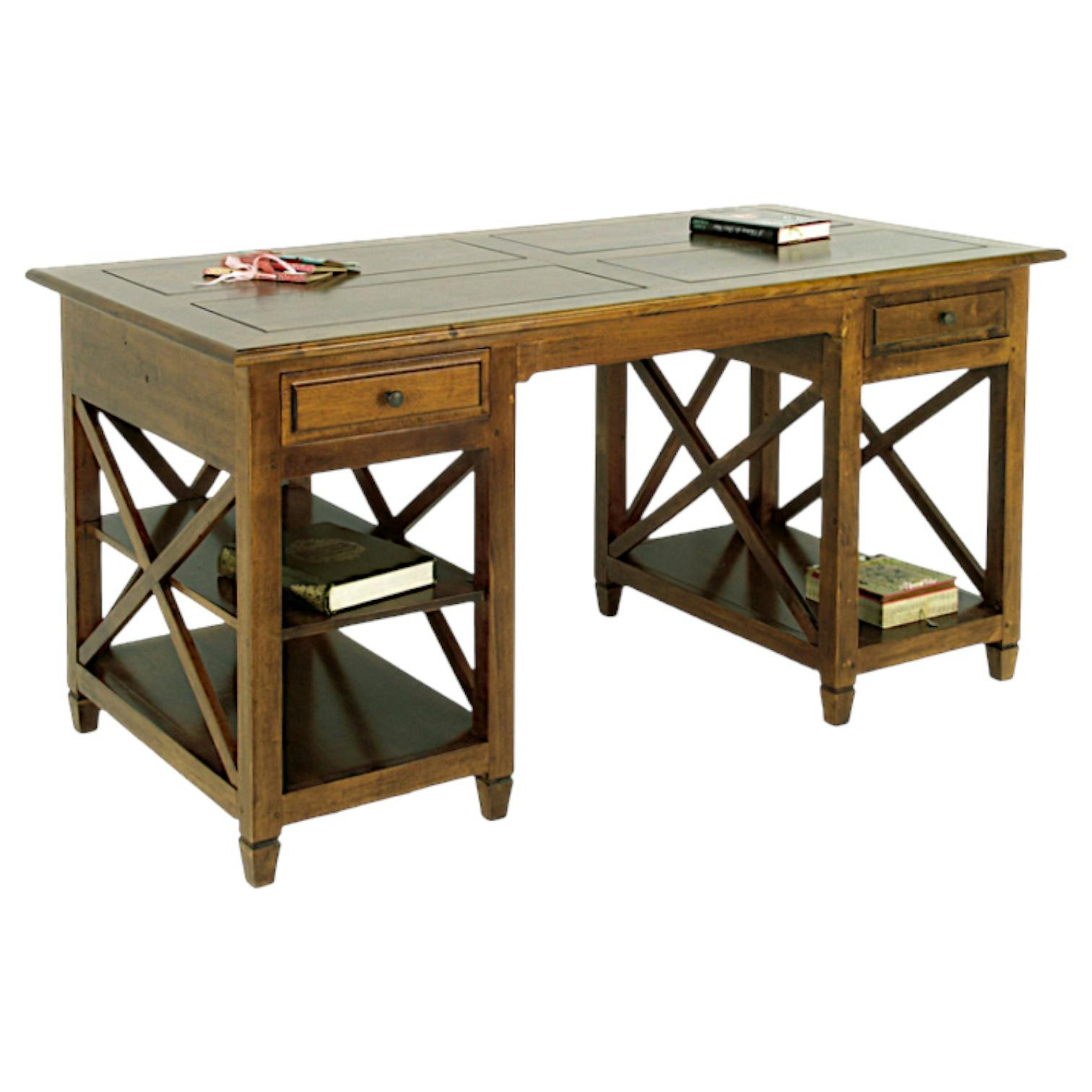 Bureau Hévéa 2 tiroirs, 3 niches 150x75x75cm MAORI TRADITION