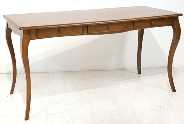 Bureau pieds galbés bois hévéa 150cm TRADITION