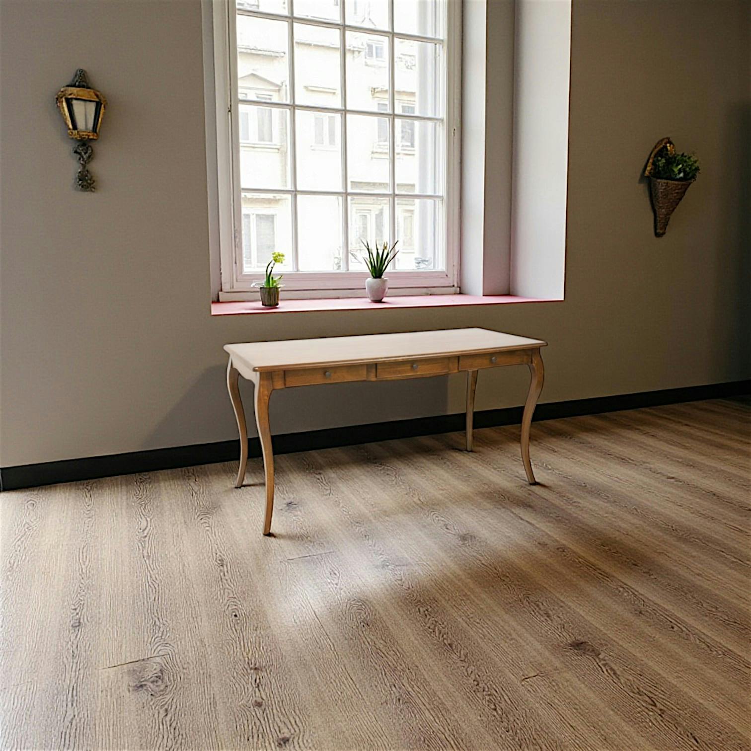 Bureau pieds galbés bois hévéa 150cm TRADITION