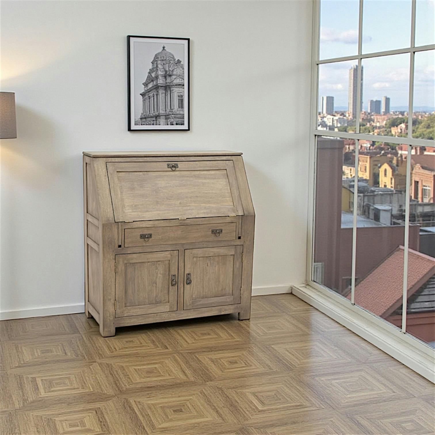 Bureau refermable Hévéa 3 portes, 1 tiroir 106x46x113cm HELENA