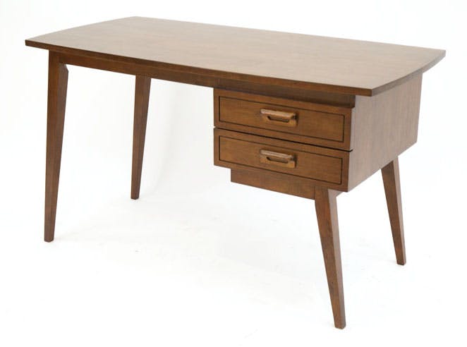 Bureau retro bois 2tiroirs hévéa 130cm SIXTIES