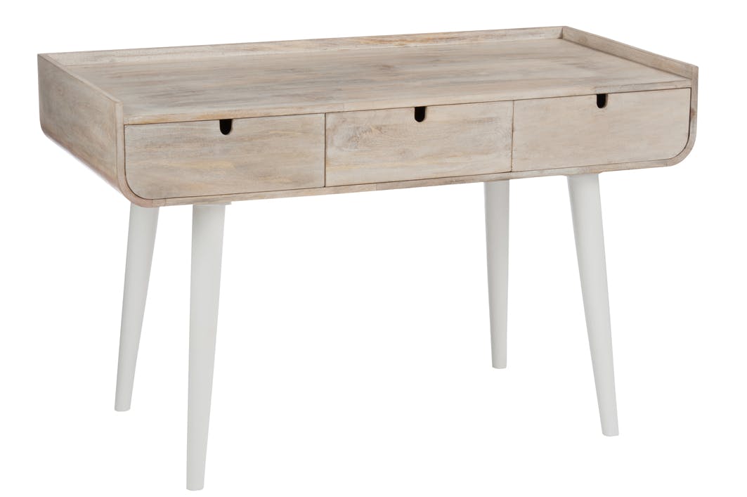Bureau rétro en manguier 3 tiroirs - 120x60x83cm