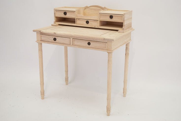 Bureau secrétaire ancien hévéa massif 85cm TRADITION