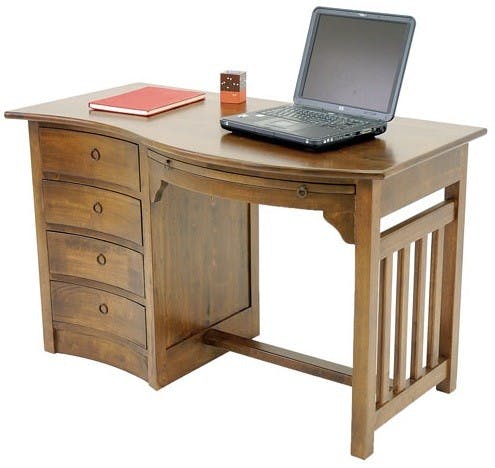 Bureau vague colonial 4 tiroirs hévéa 124cm TRADITION