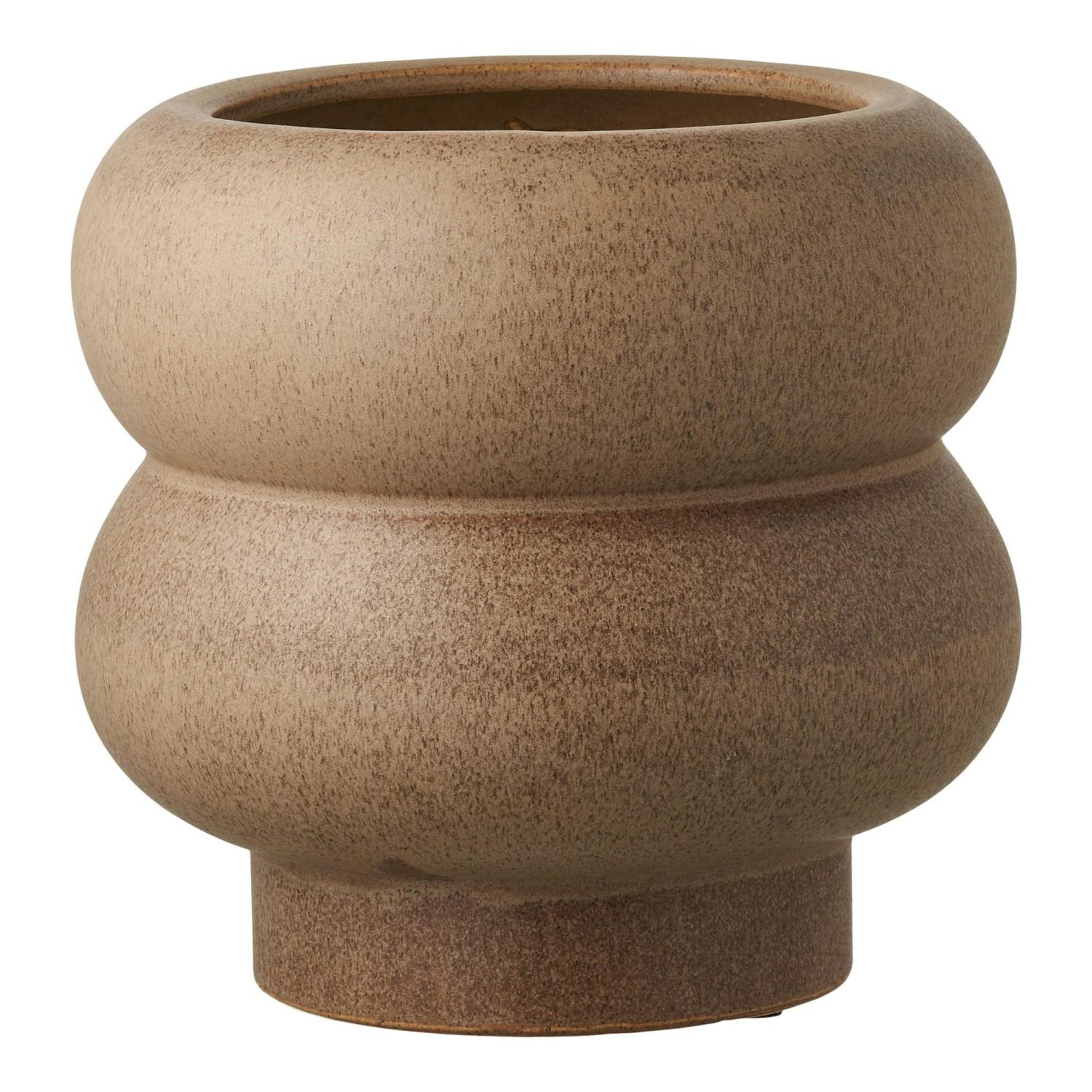 Cache-pot design organique céramique beige H 17,5 cm