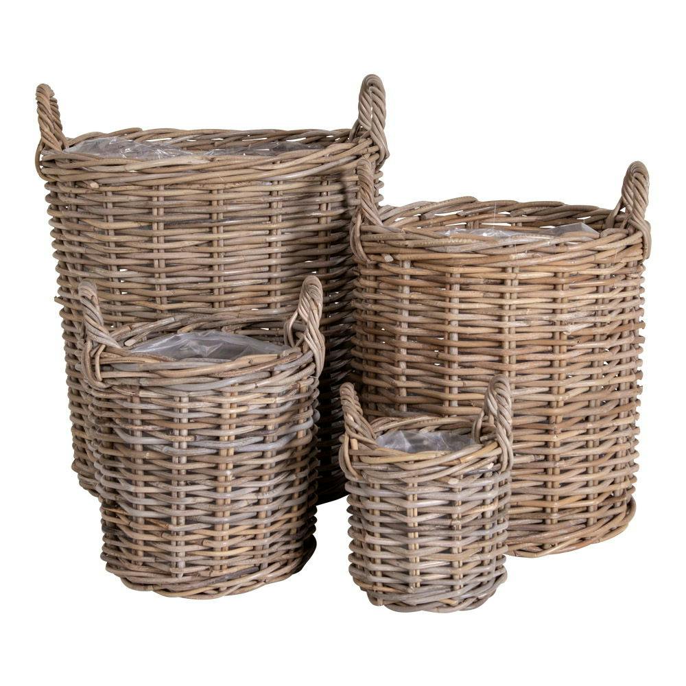 Cache-pot en rotin, fines tiges (lot de 4)
