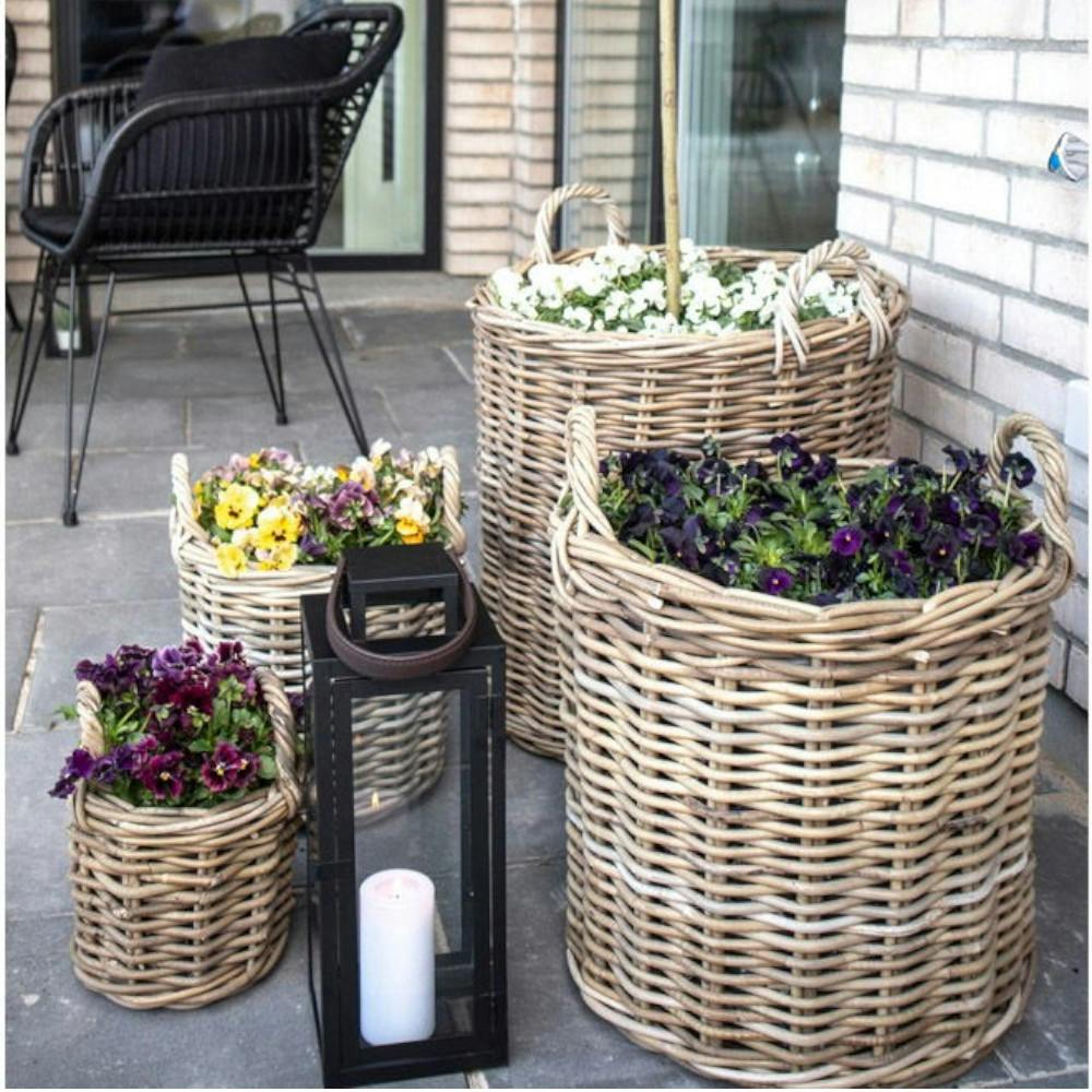 Cache-pot en rotin, fines tiges (lot de 4)