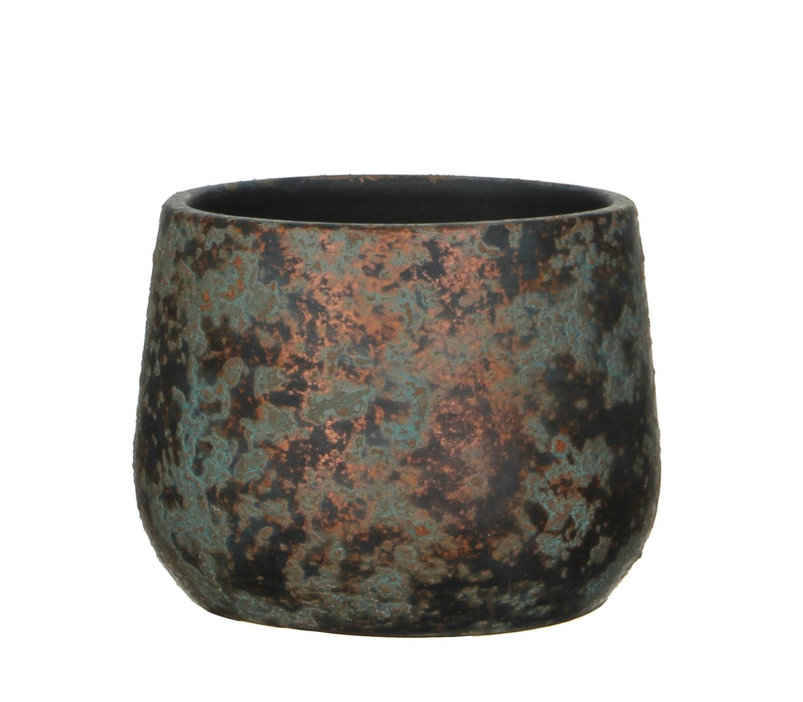 Cache-Pot en Terre Cuite aspect cuivré vieilli D16xH13cm