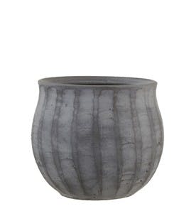 Cache-Pot forme boule col évasé en Terre-cuite tons gris D25xH22cm