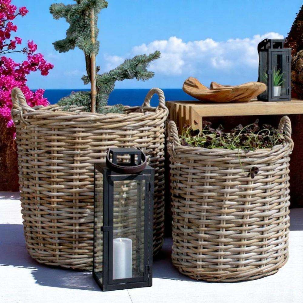 Cache-pot haut en rotin (lot de 2)