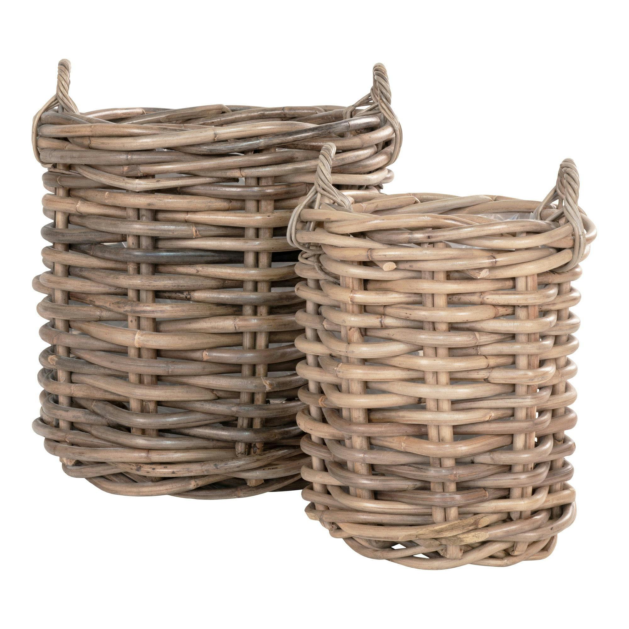 Cache-pot rond en rotin (lot de 2)