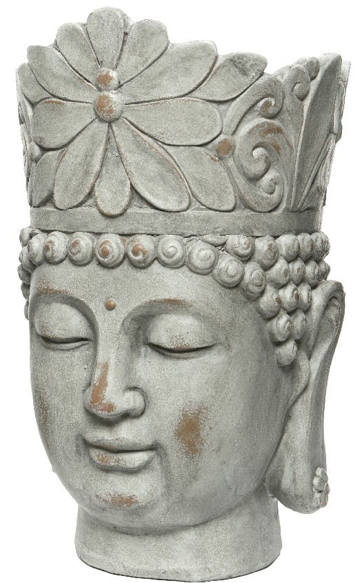Cache-pot tête de bouddha gris blanchi M2