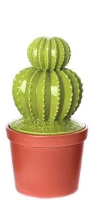 Cactus déco forme 2 boules surmontées dans son pot en terracotta 12,5X12,5X25cm