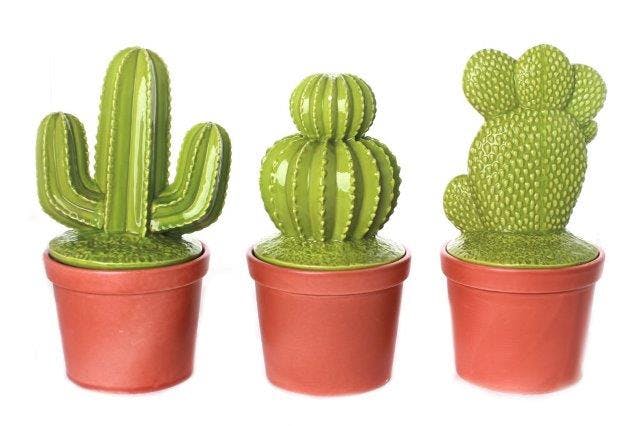 Cactus déco forme 2 boules surmontées dans son pot en terracotta 12,5X12,5X25cm