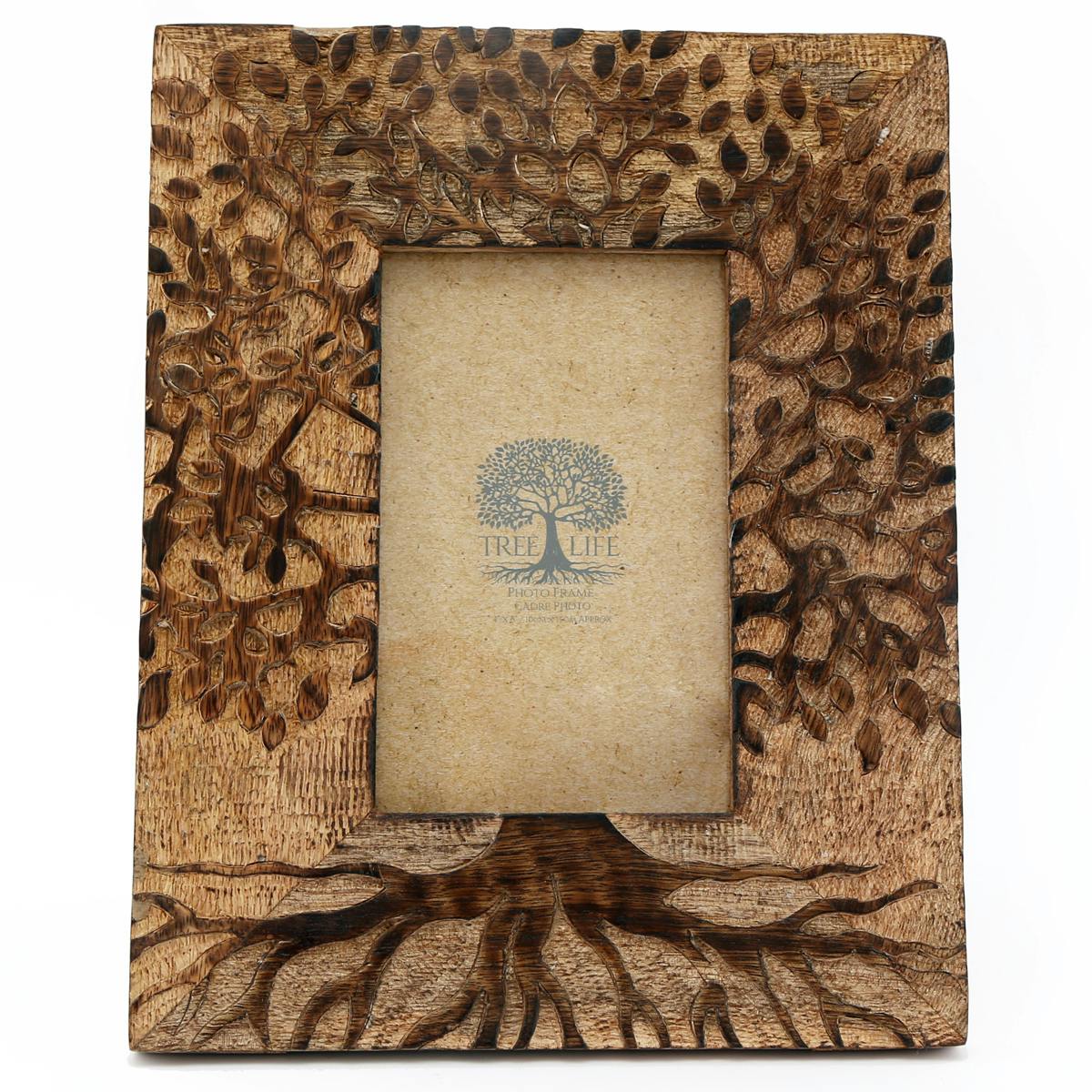 Cadre photo en bois avec arbre de vie 20x25