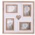 Cadre photo pêle-mêle 4 photos en bois blanc et naturel avec c?ur bois sculpté 45x45cm