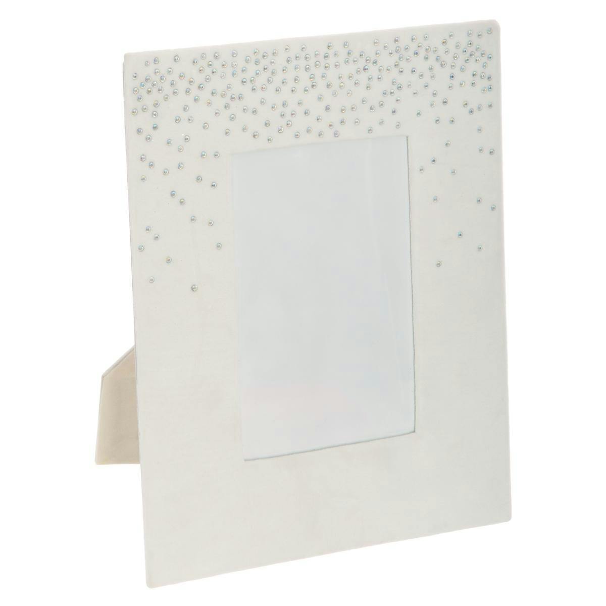 Cadre photo velours blanc et strass