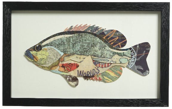 Cadre poisson décoré patchwork 25x40cm M1