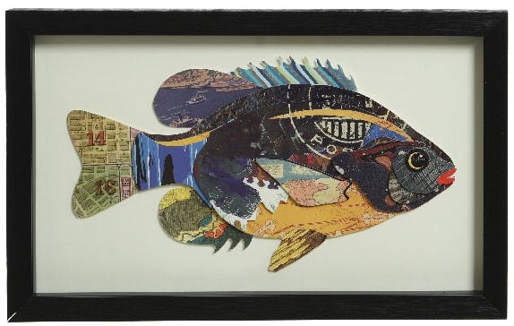 Cadre poisson décoré patchwork 25x40cm M2