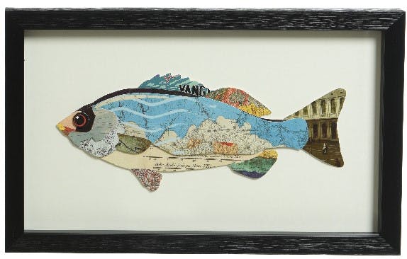 Cadre poisson décoré patchwork 25x40cm M3