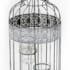 Cage à oiseaux métal gris à motifs ajourés avec 3 photophores en verre 52x18cm