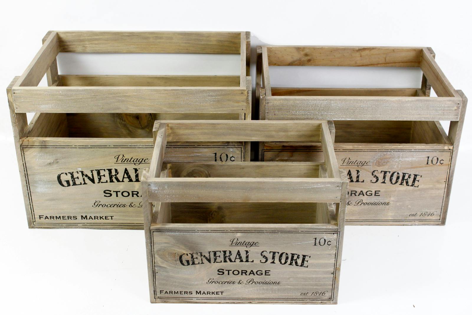 Caisse en bois "general store" avec ardoise (lot de 3)