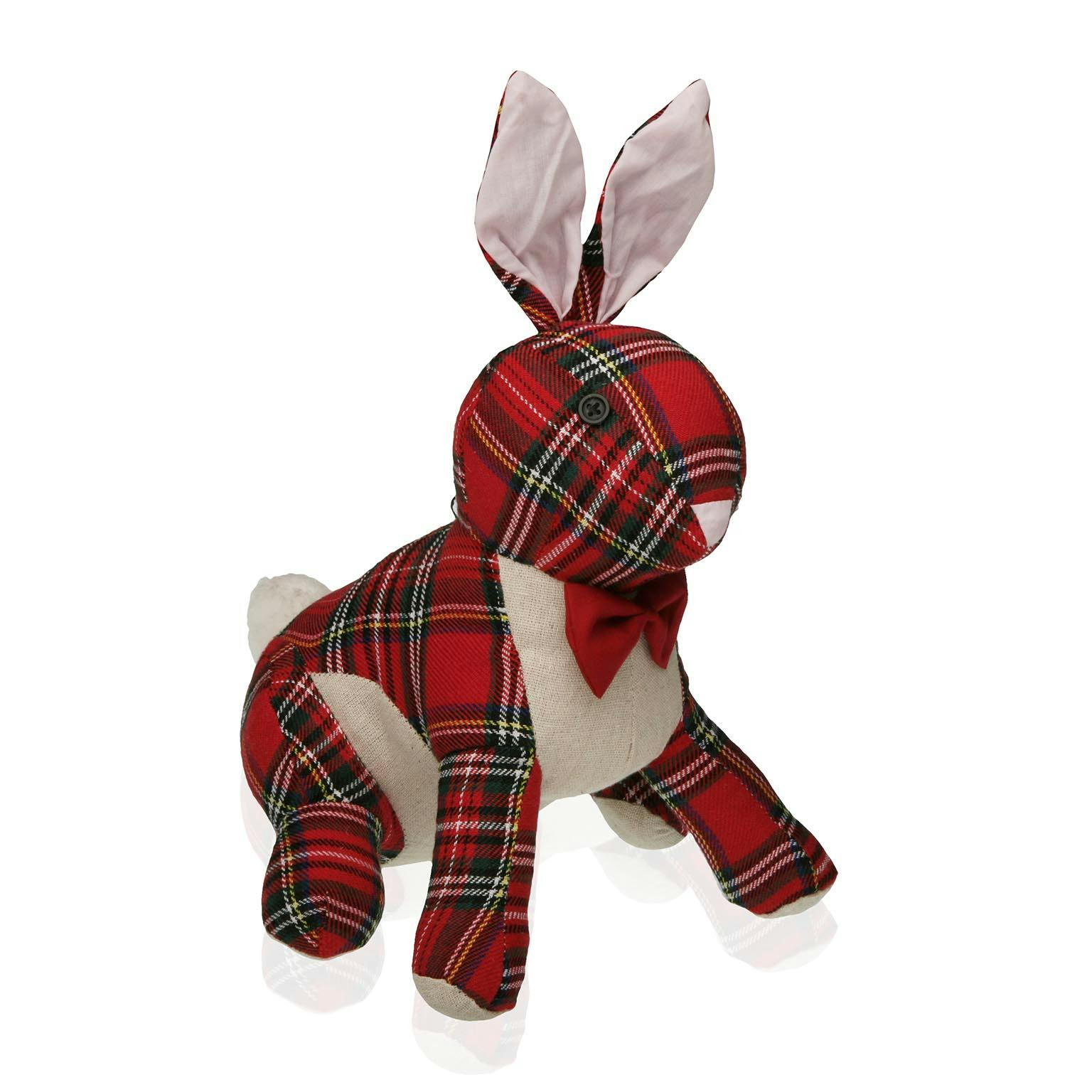 Cale-porte lapin écossais rouge et noir