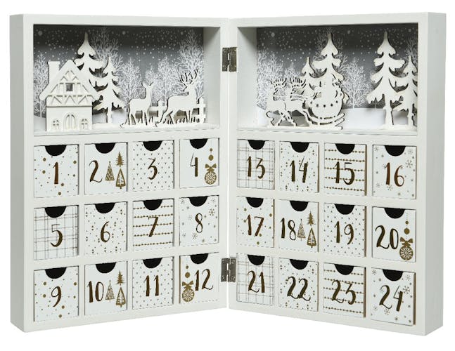 BRUBAKER Calendrier de l'Avent en bois avec livre de Noël avec 24