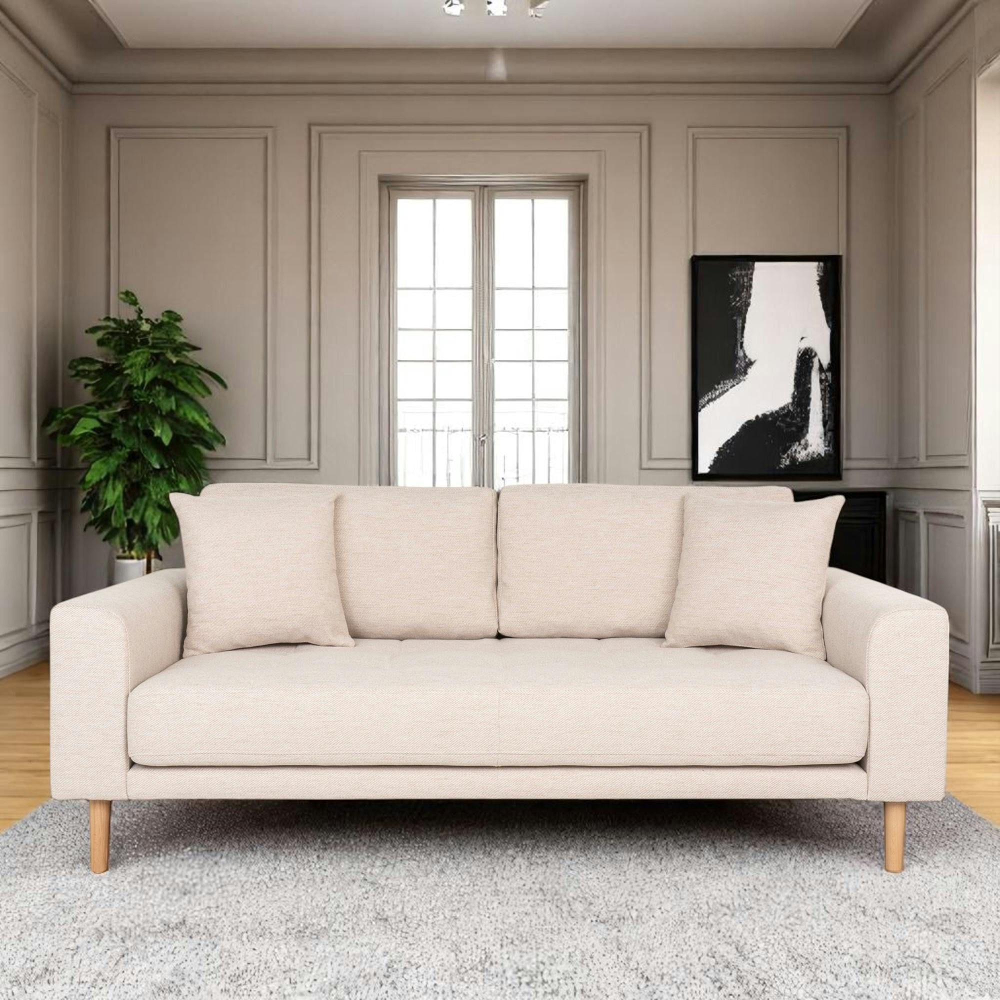 Canapé 2 places 1/2 beige sable 180 cm AMSTERDAM