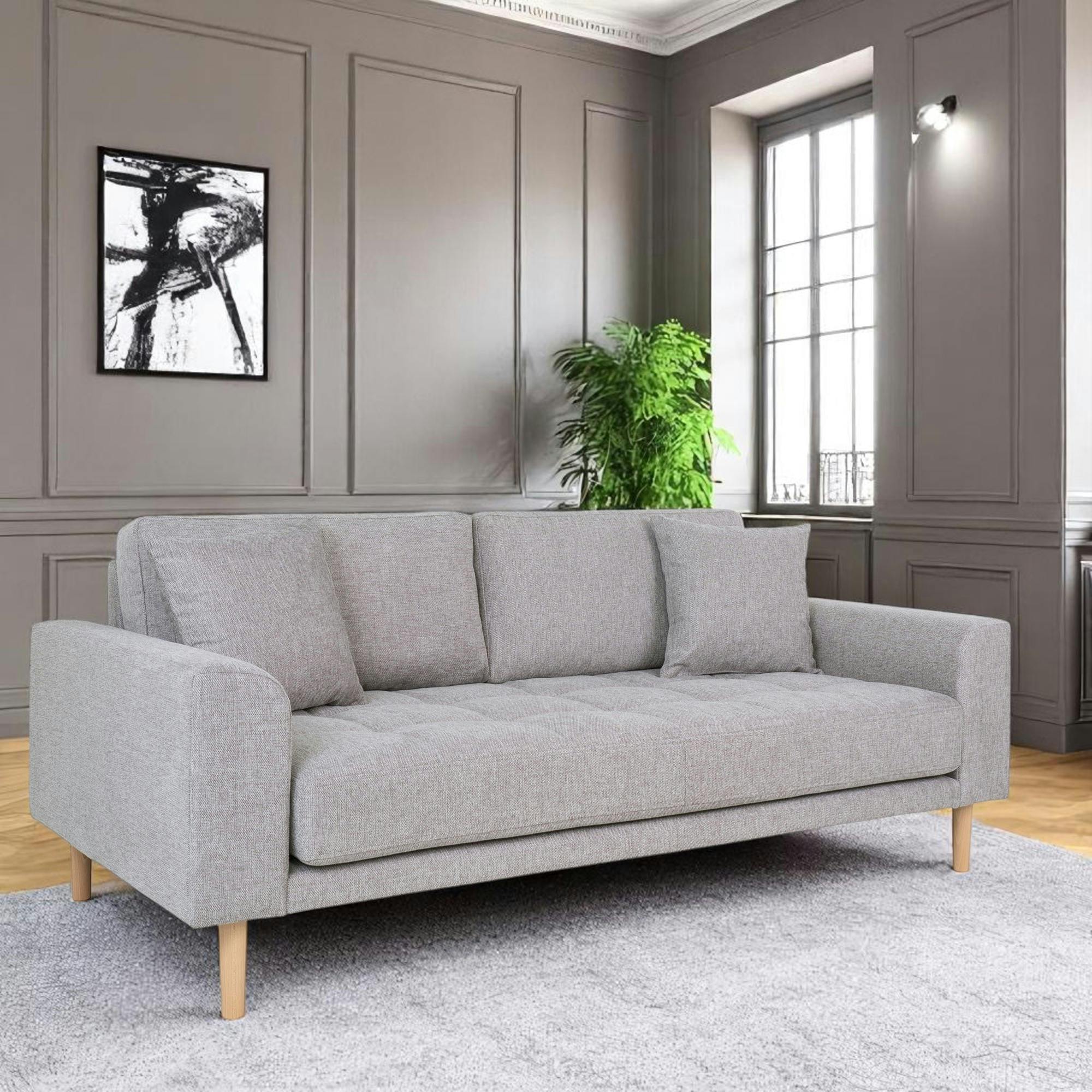 Canapé 2 places 1/2 gris clair 180 cm AMSTERDAM