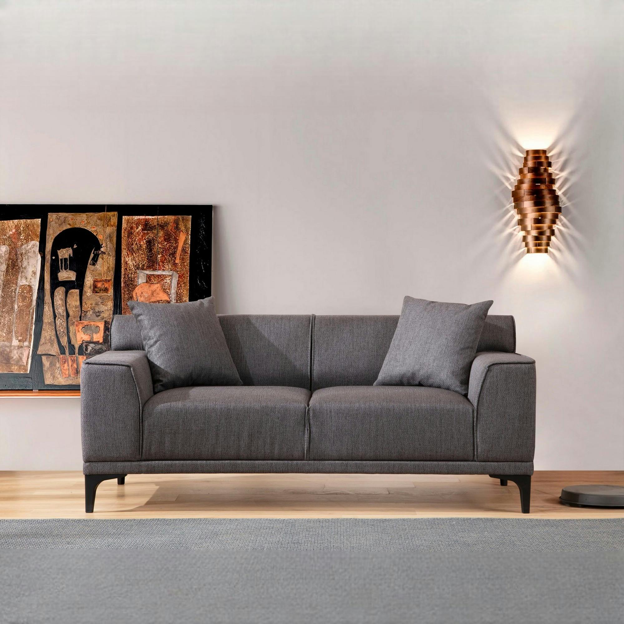 Canapé 2 places anthracite - accoudoirs larges ORSAY