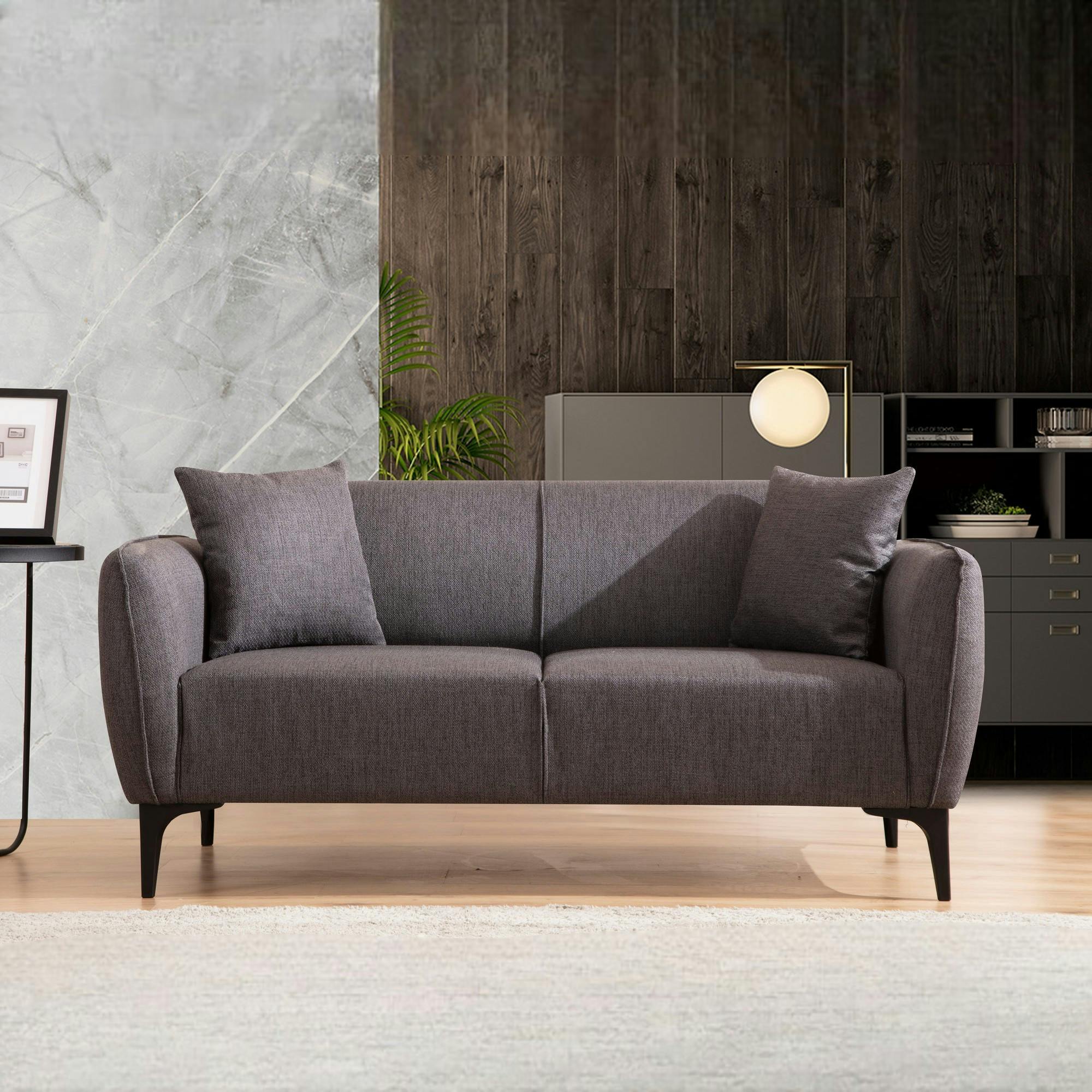 Canapé 2 places anthracite avec couture décorative VILNIUS