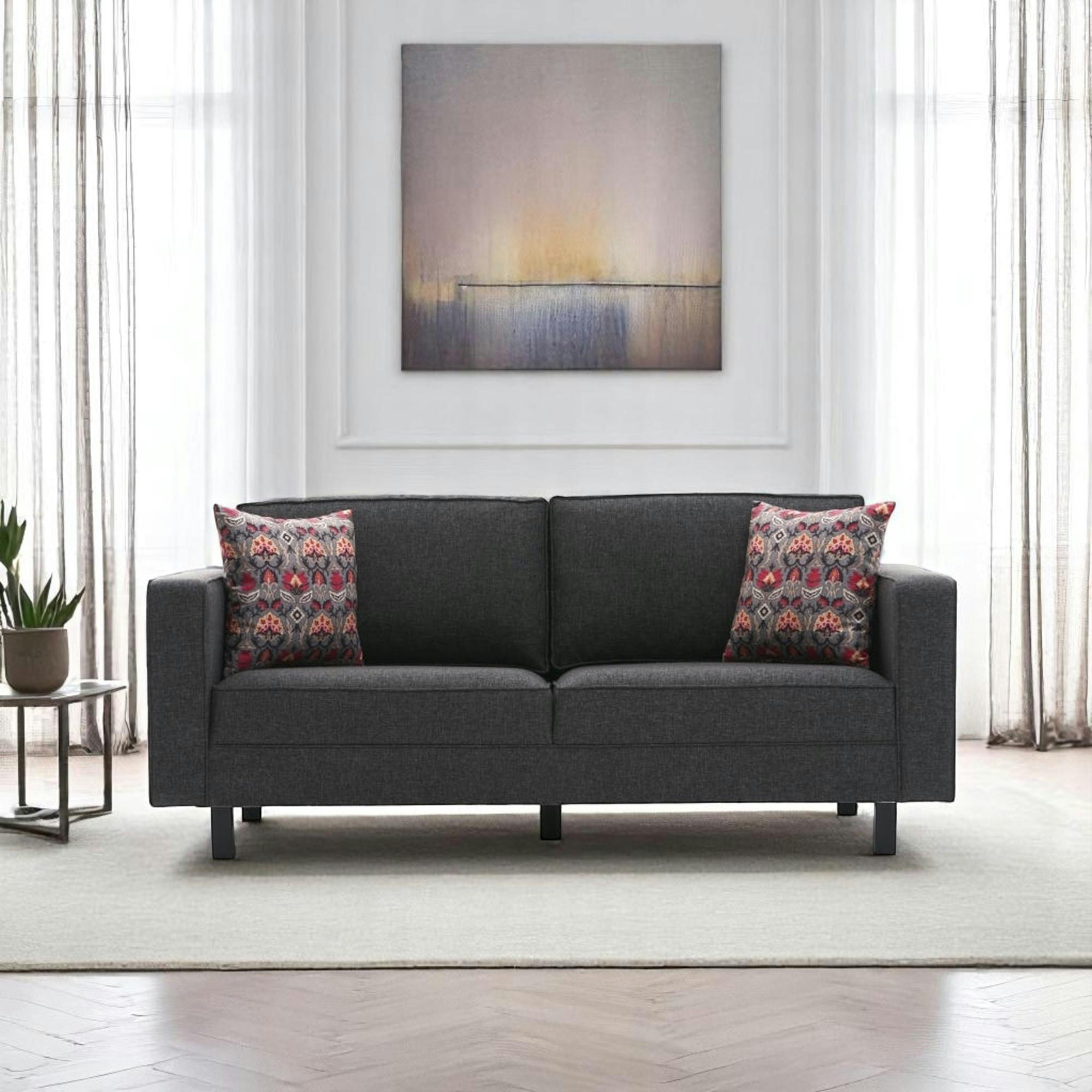 Canapé 2 places anthracite - pieds droits CORTONA