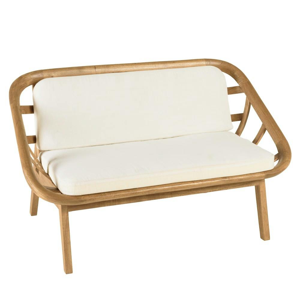 Canapé 2 places avec coussins blanc en mindi TIVARO