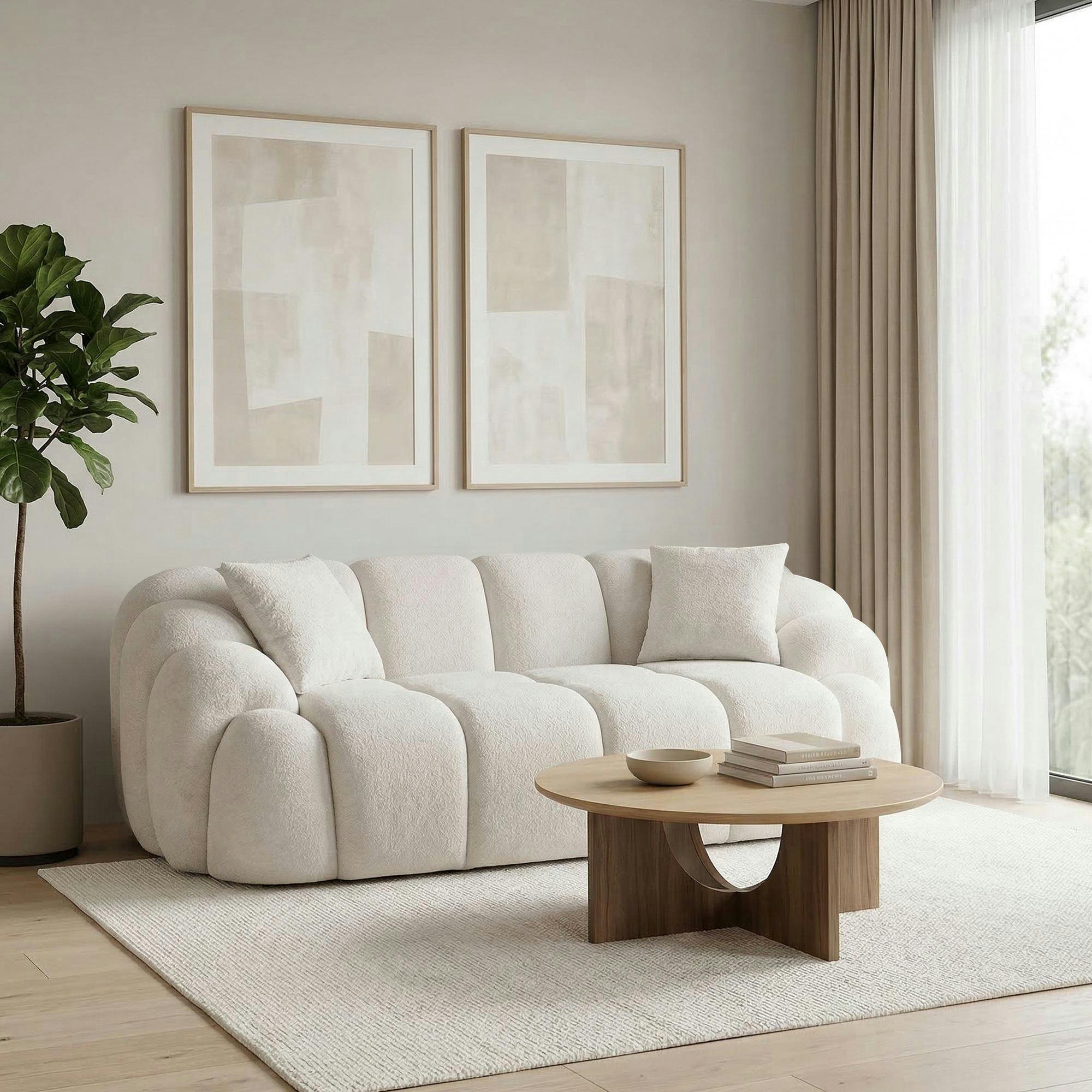 Canapé 2 places blanc écru design arrondi ONDA