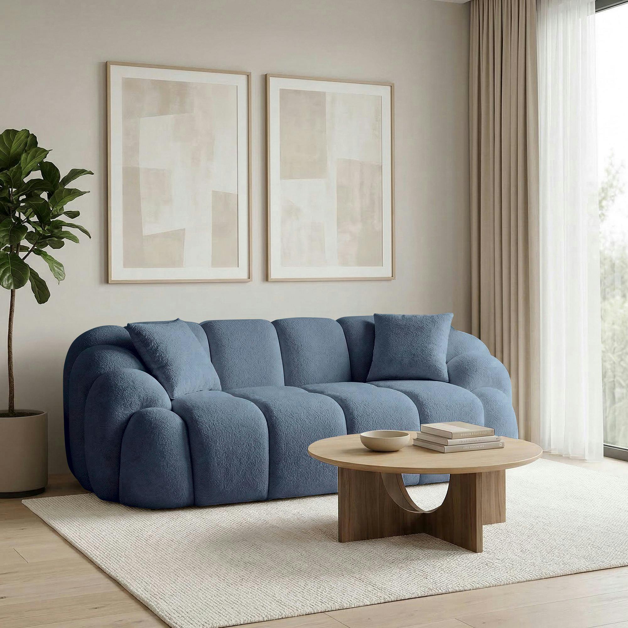 Canapé 2 places bleu design arrondi ONDA