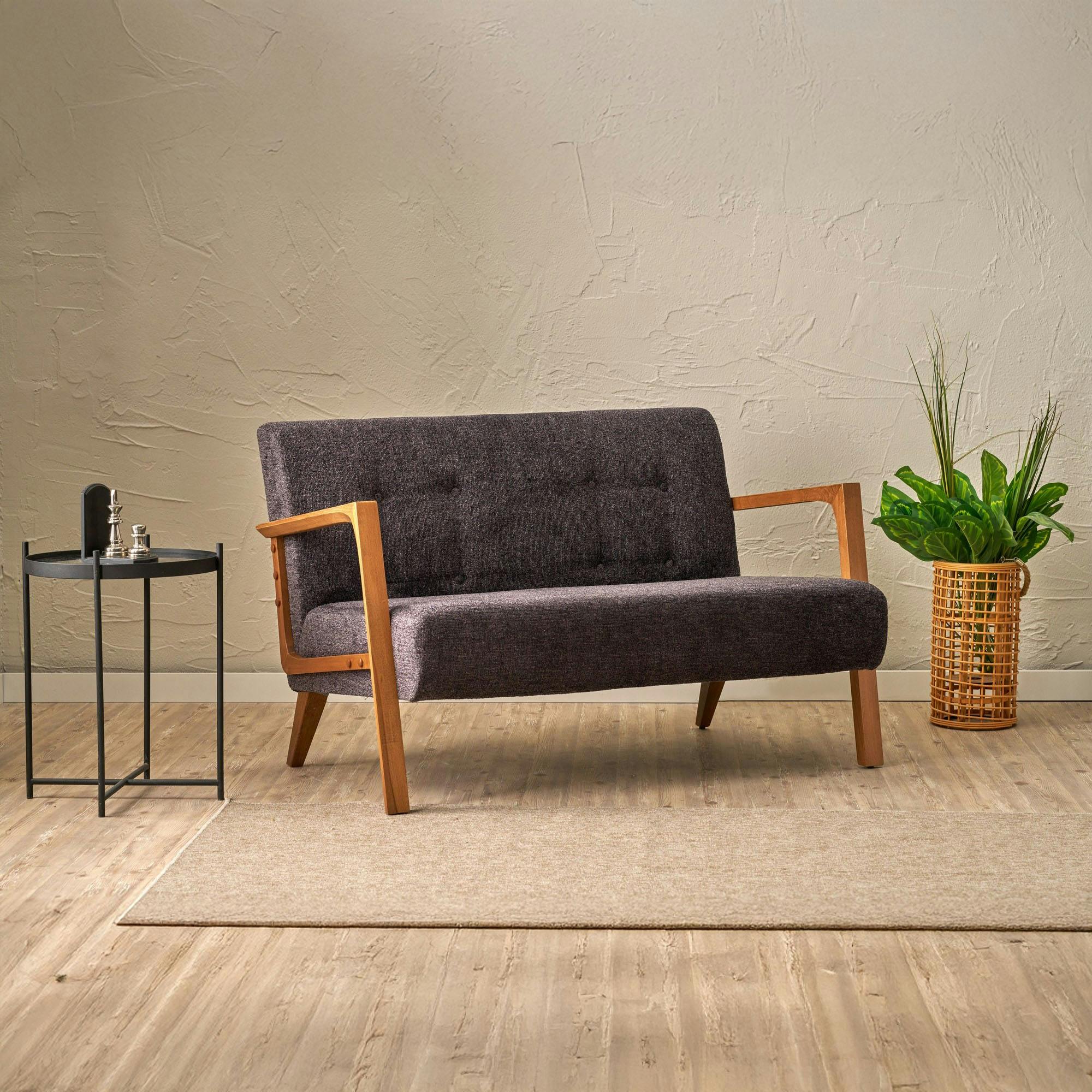 Canapé 2 places compact gris anthracite moderne 124 cm KOS