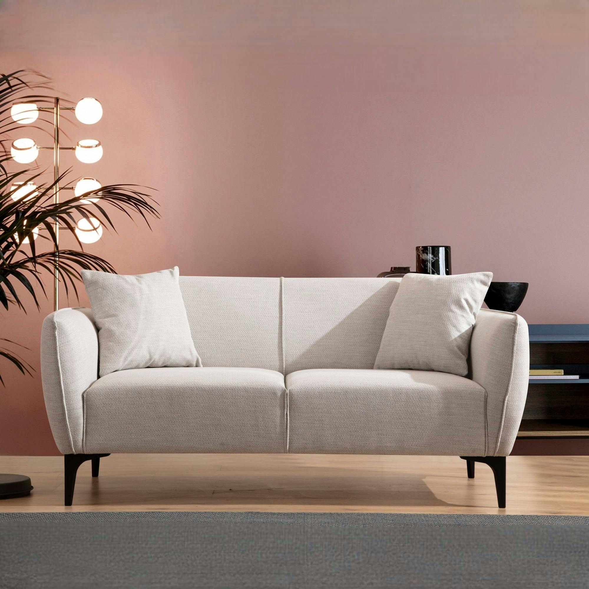 Canapé 2 places écru avec couture décorative VILNIUS