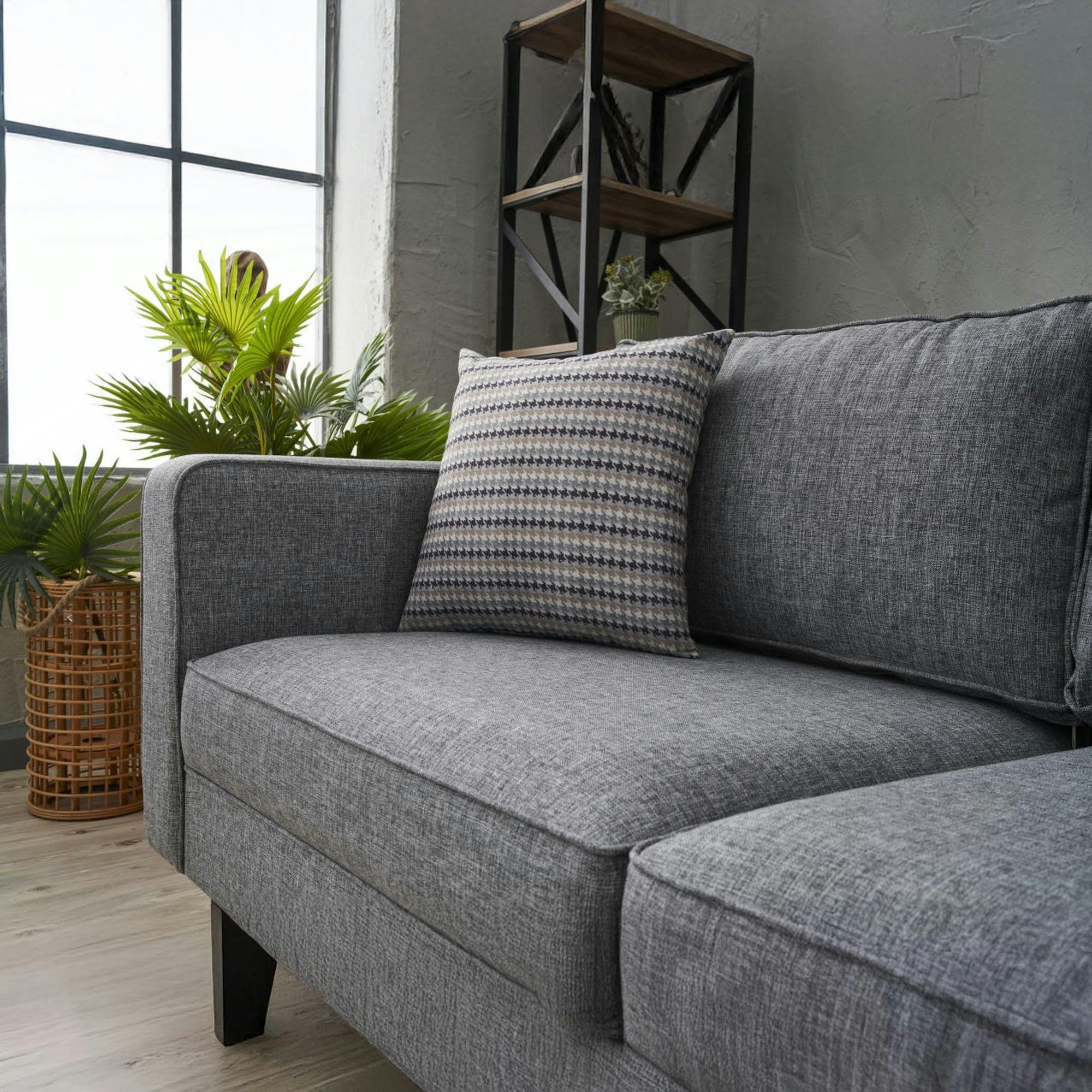 Canapé 2 Places Moderne En Cuir PU – Coussin Souple, Pieds Métal – Gris