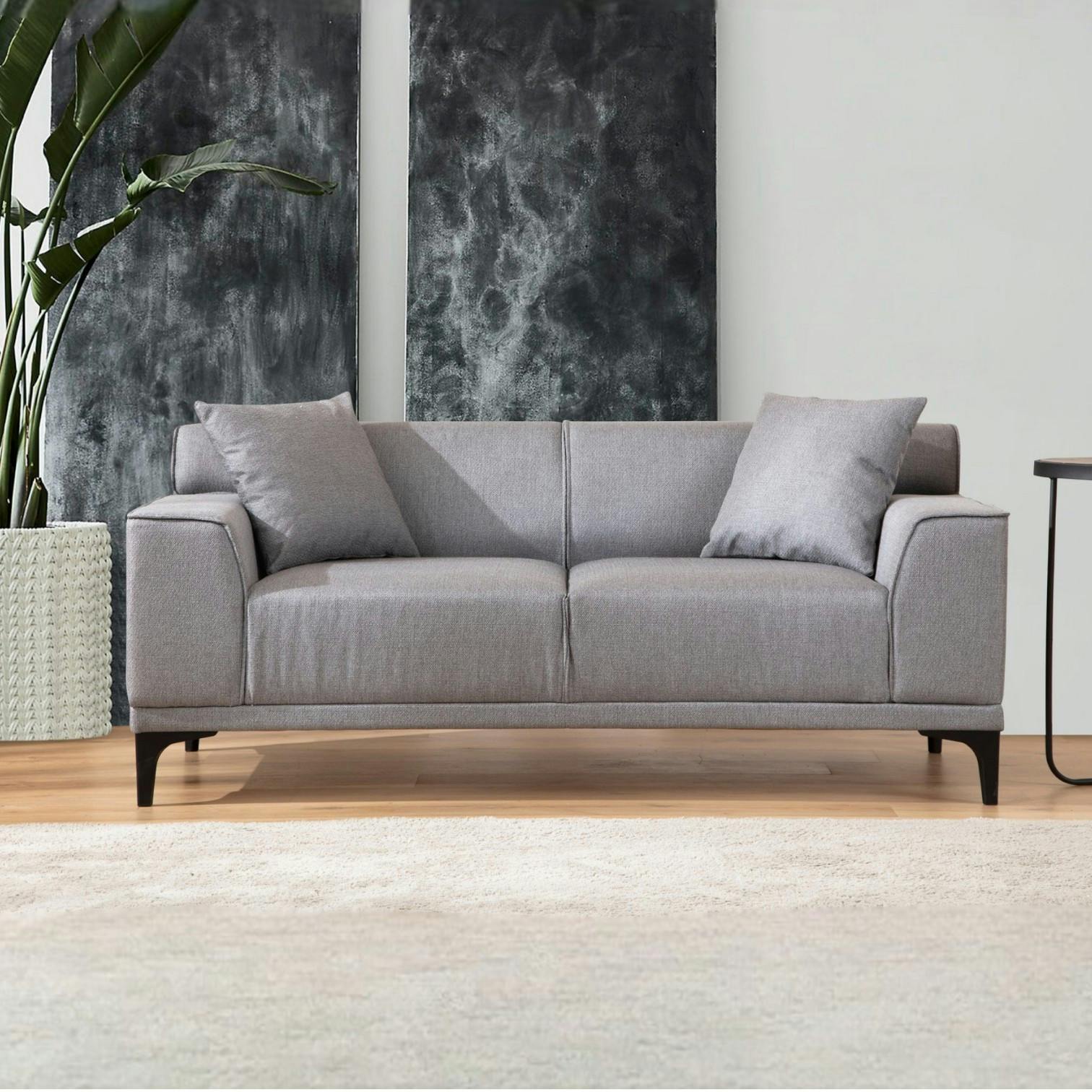 Canapé 2 places gris clair - accoudoirs larges ORSAY