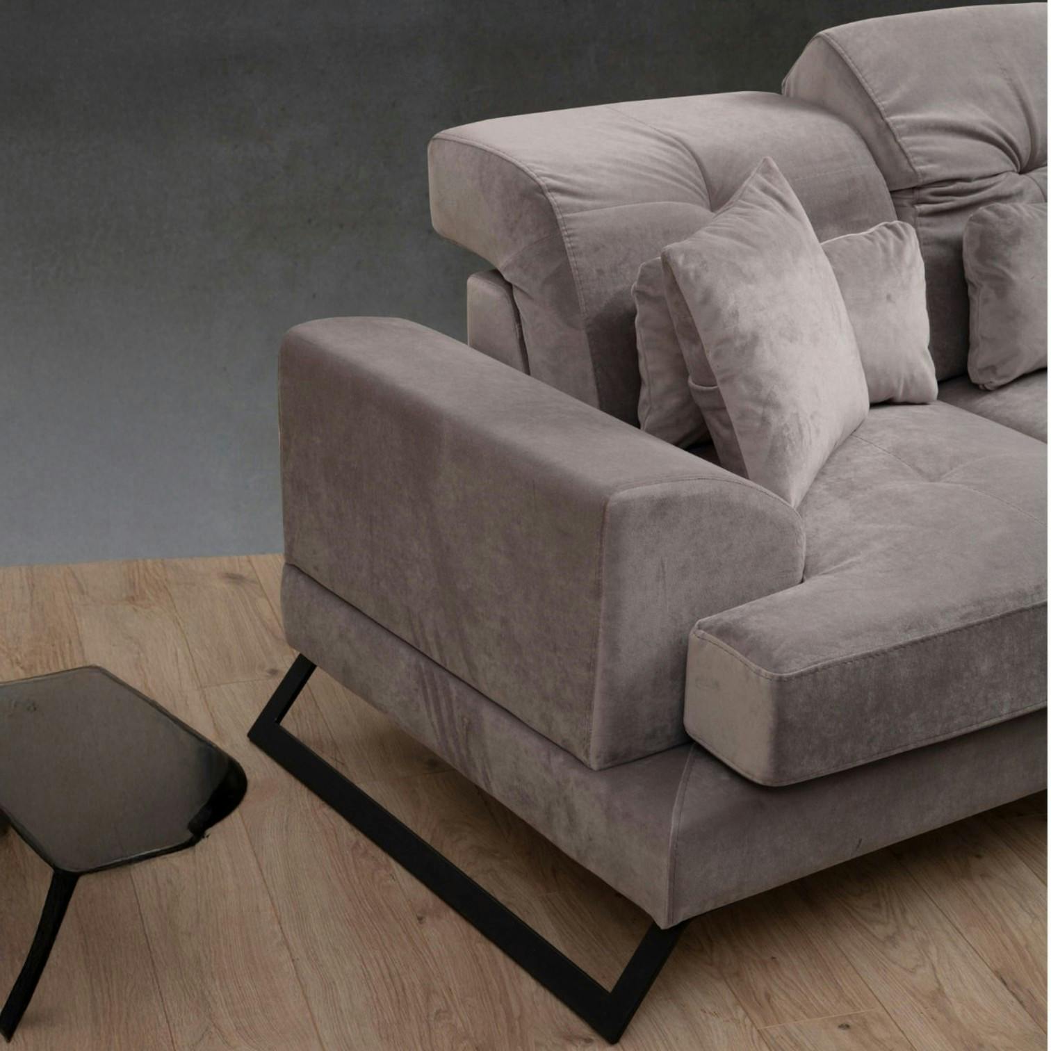 Canapé 2 places gris clair avec dossier inclinable MILO