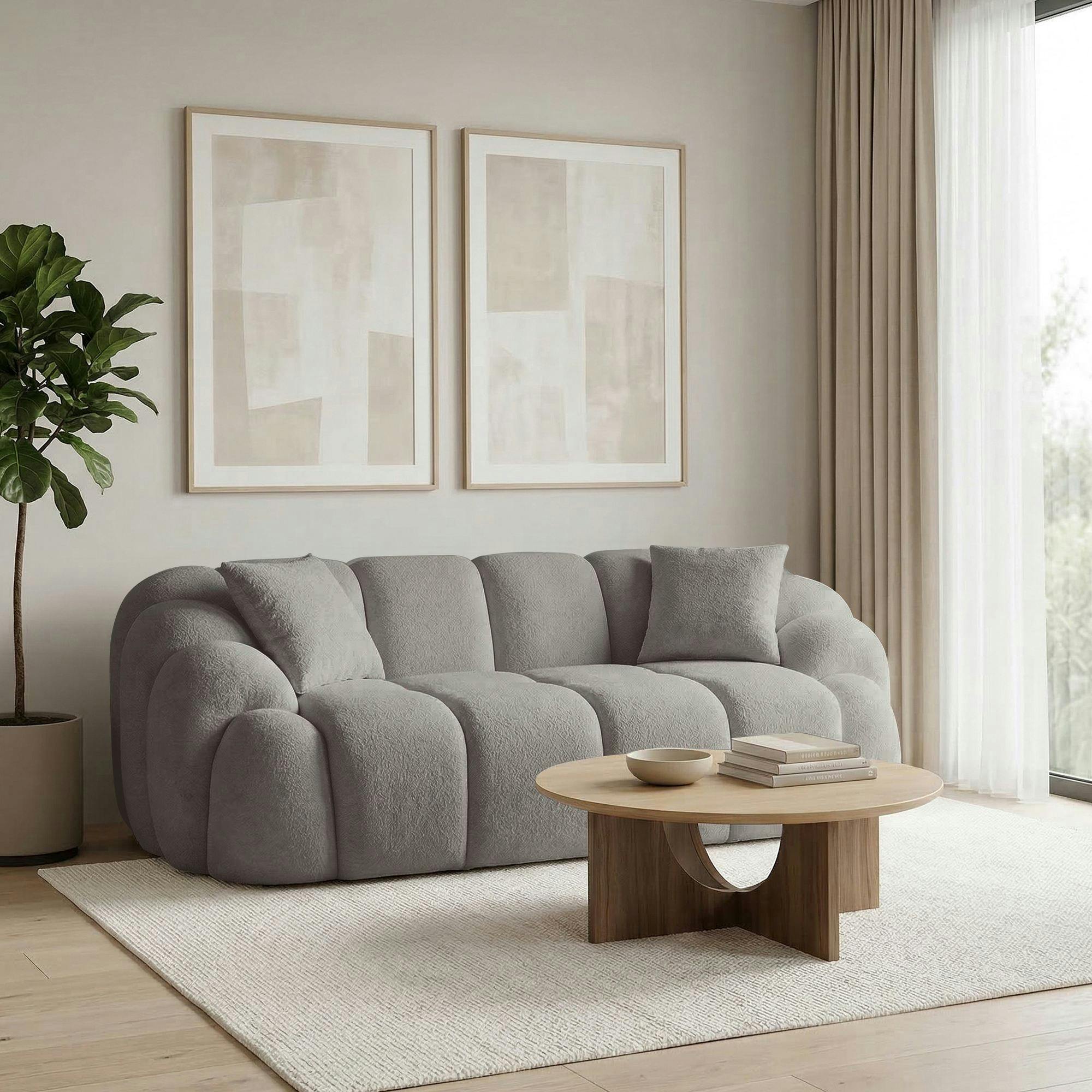 Canapé 2 places gris design arrondi ONDA
