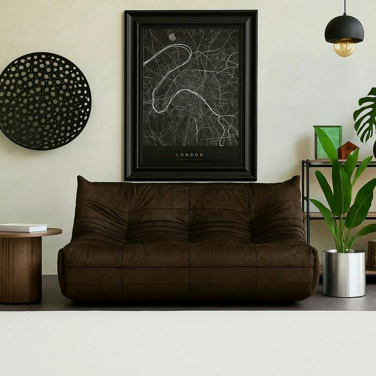 Canapé 2 places marron en tissu plissé 145 cm ARVEN