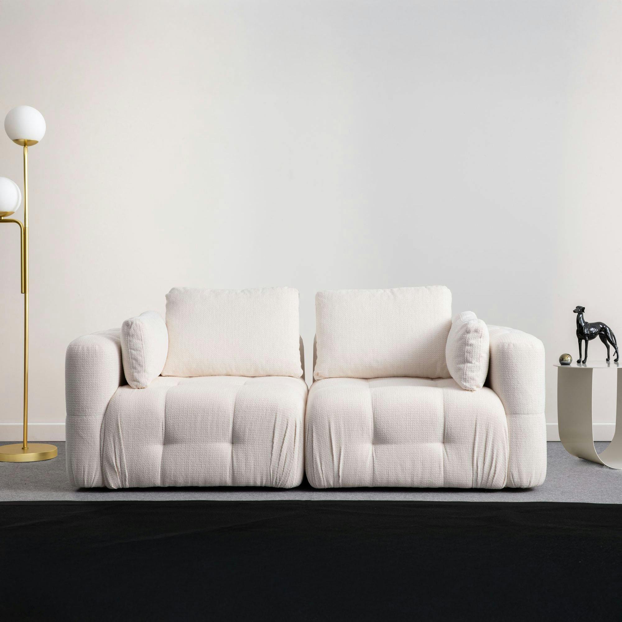 Canapé 2 places modulable blanc, forme organique BARI