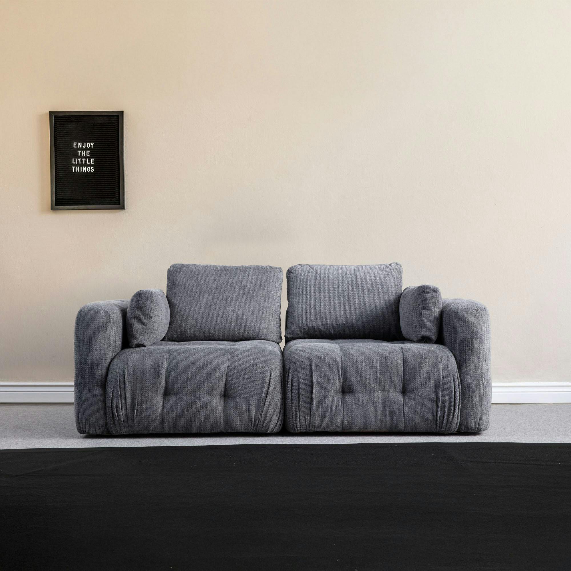 Canapé 2 places modulable gris, forme organique BARI