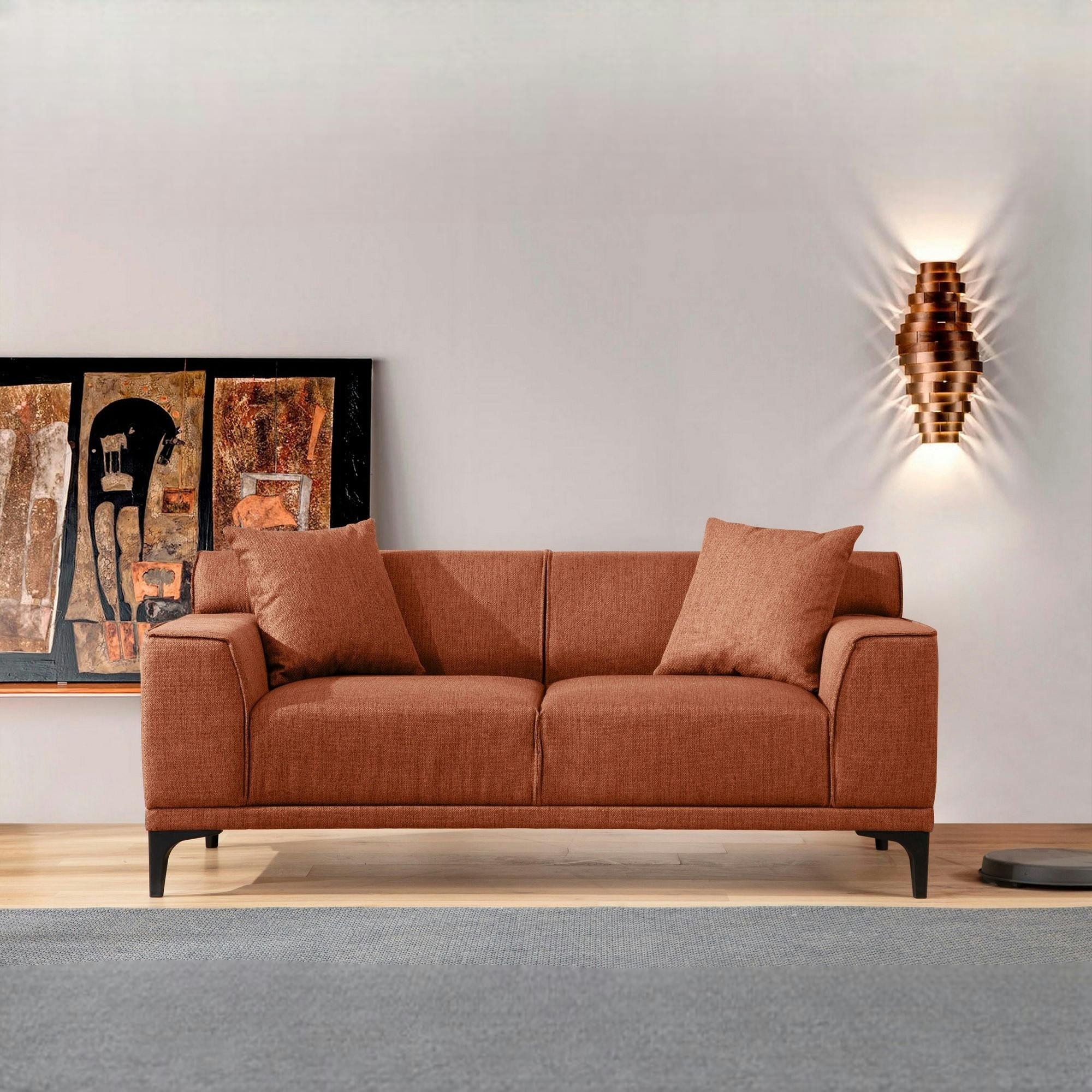 Canapé 2 places rouille - accoudoirs larges ORSAY