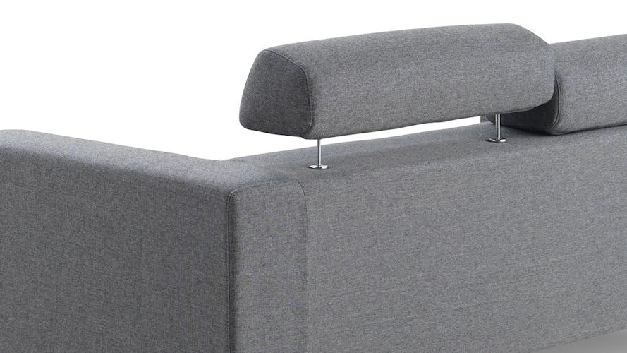 Canapé 2 places tapissier gris et pieds acier chromé 157x88,5x78cm PURE