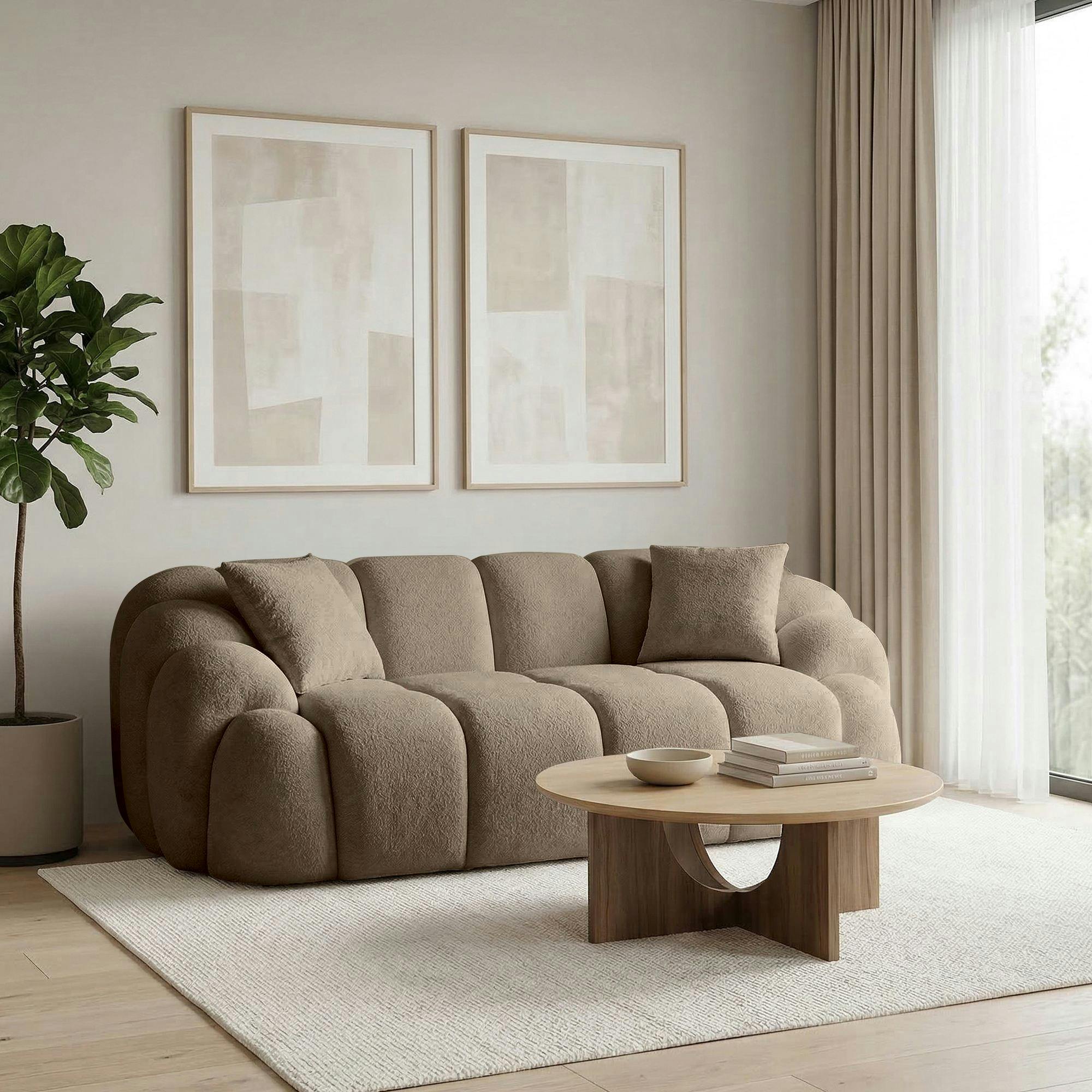 Canapé 2 places taupe design arrondi ONDA